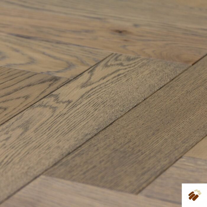 V4 Wood Flooring : Zigzag Herringbone ZB101 Frozen Umber Brushed & Colour Stained, Hardwax Oiled (15/4 x 90mm)