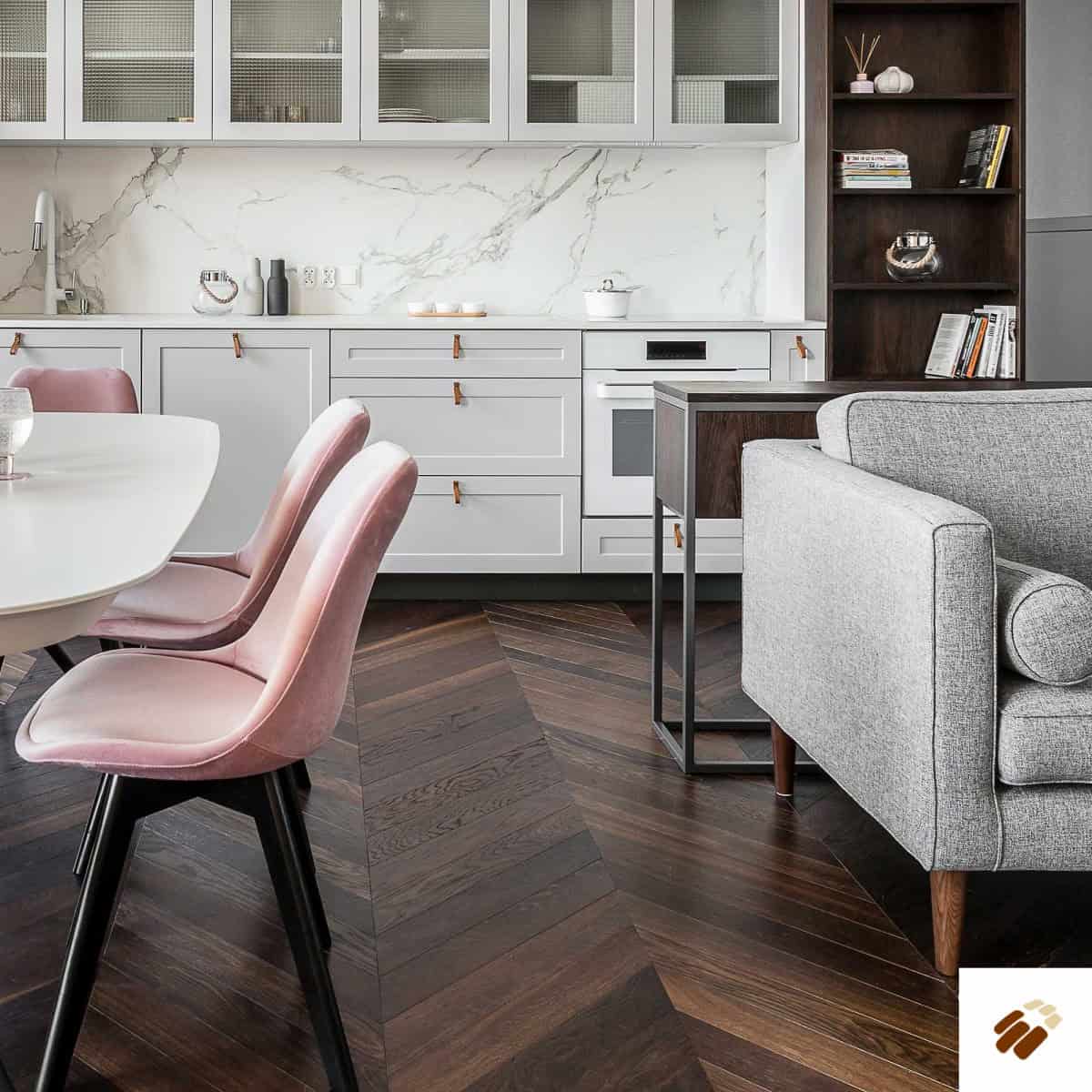 V4 Wood Flooring : Chevron CV103 Smoked Oak Brushed & Smoked, Natural Oiled (10/4 x 90mm)