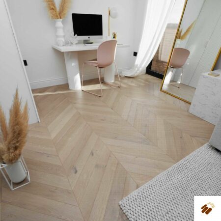 V4 Wood Flooring : Chevron CV104 Seashell Oak Brushed & Colour Stained, Natural Oiled (9/3 x 90mm)