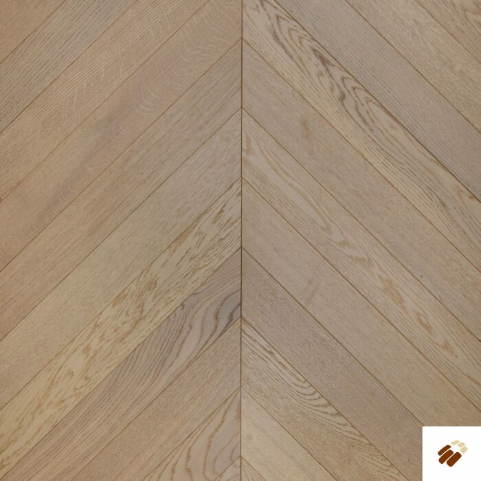 V4 Wood Flooring : Chevron CV104 Seashell Oak Brushed & Colour Stained, Natural Oiled (9/3 x 90mm)
