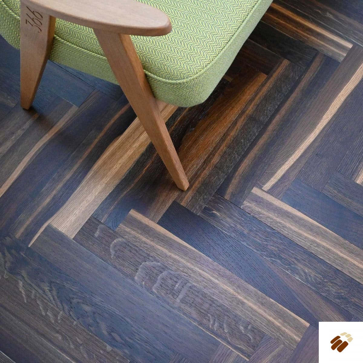 V4 Wood Flooring : Tundra TH108 Smoked Oak Herringbone Brushed & Smoked, UV Oiled (11/4 x 70mm)