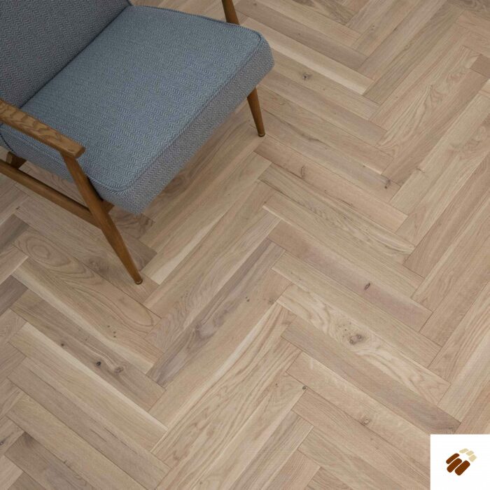 V4 Wood Flooring : Tundra TH109 Seashell Oak Herringbone Brushed & Colour Stained, UV Oiled (11/4 x 70mm)