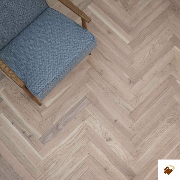 V4 Wood Flooring : Tundra TH109 Seashell Oak Herringbone Brushed & Colour Stained, UV Oiled (11/4 x 70mm)