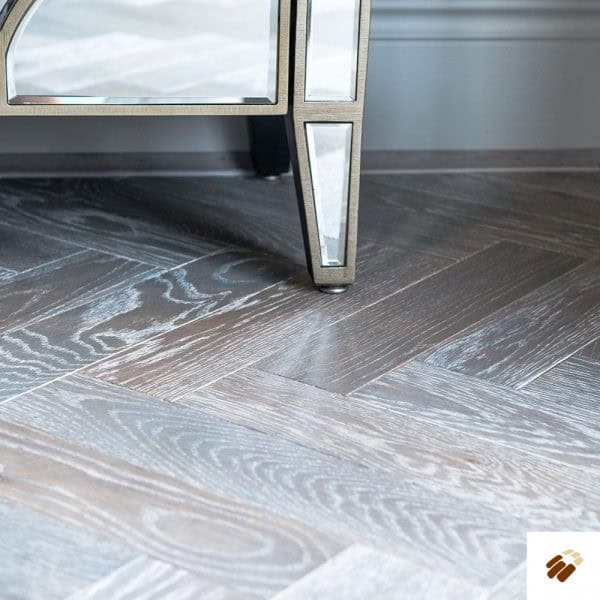 V4 Wood Flooring : Zigzag Herringbone ZB103 Silver Haze Brushed & Colour Stained , Hardwax Oiled (15/4 x 90mm)