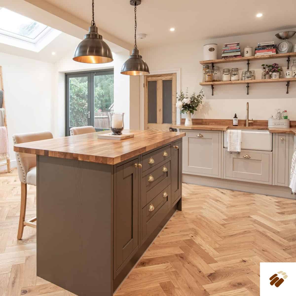 V4 Wood Flooring : Zigzag Herringbone ZB109 Natural Oak & Brushed, Matt Lacquered (15/4 x 90mm)