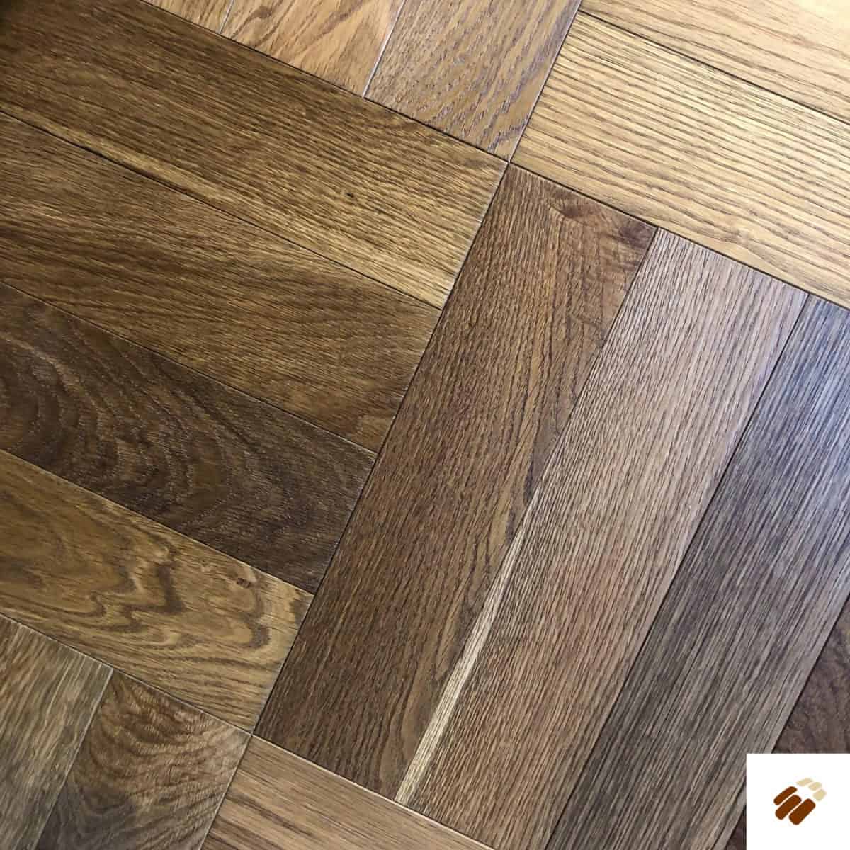 V4 Wood Flooring : Zigzag Herringbone ZB201 Smoked Oak, Brushed & Colour Stained, UV Oiled (15/4 x 90mm)