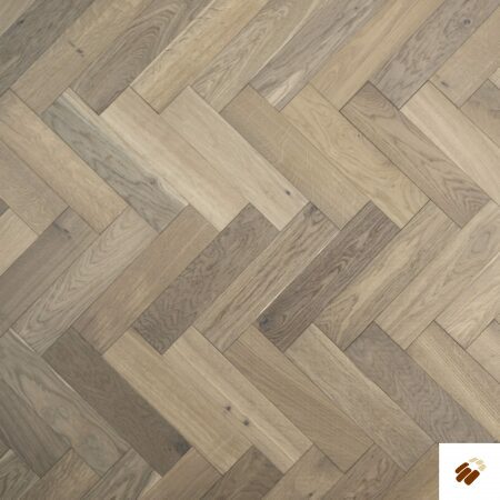 V4 Wood Flooring : Zigzag Herringbone ZB203 White Smoked Oak, Brushed & White Oil, UV Oiled (15/4 x 90mm)