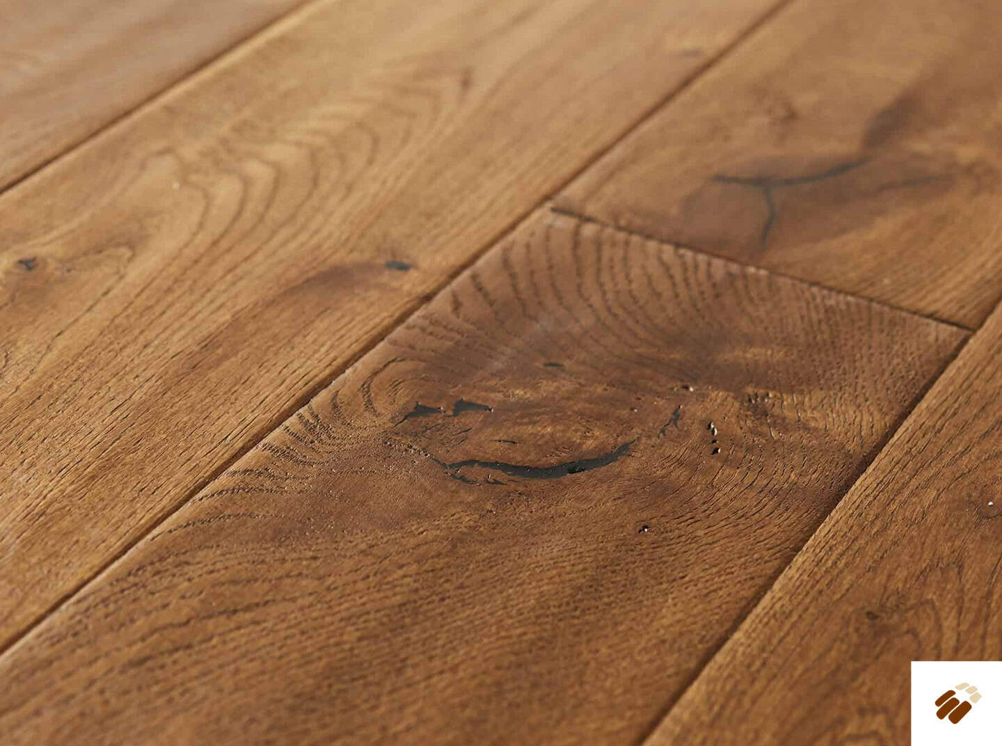 brooks floor: blenheim traditional m2008 oak hand scraped, distressed, cognac stained & uv oiled (18/3 x 150mm)