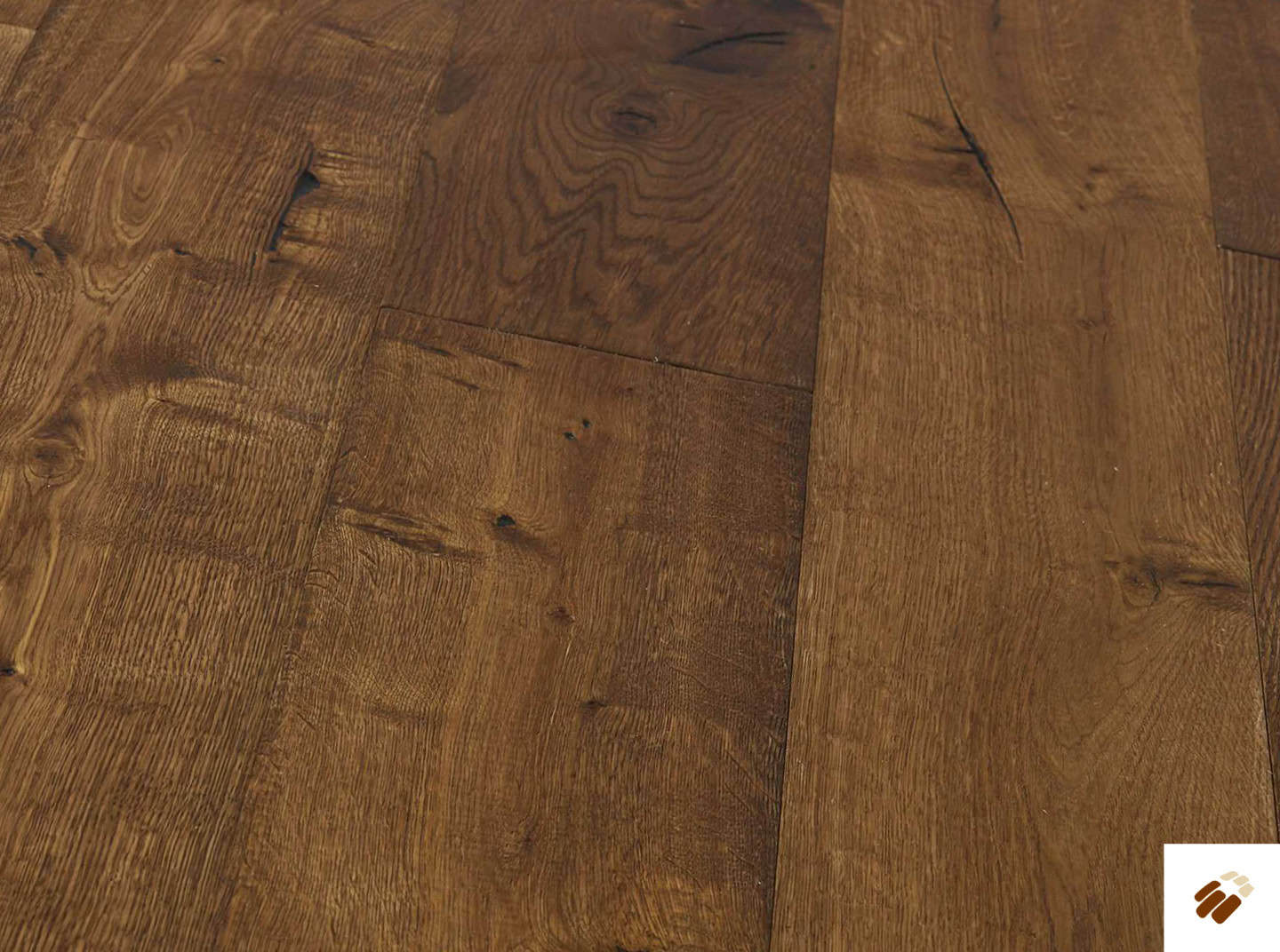 brooks floor: loch l1001 rannoch oak smoked / brushed / hand scraped / sunken filler & oiled (14/3 x 190mm)