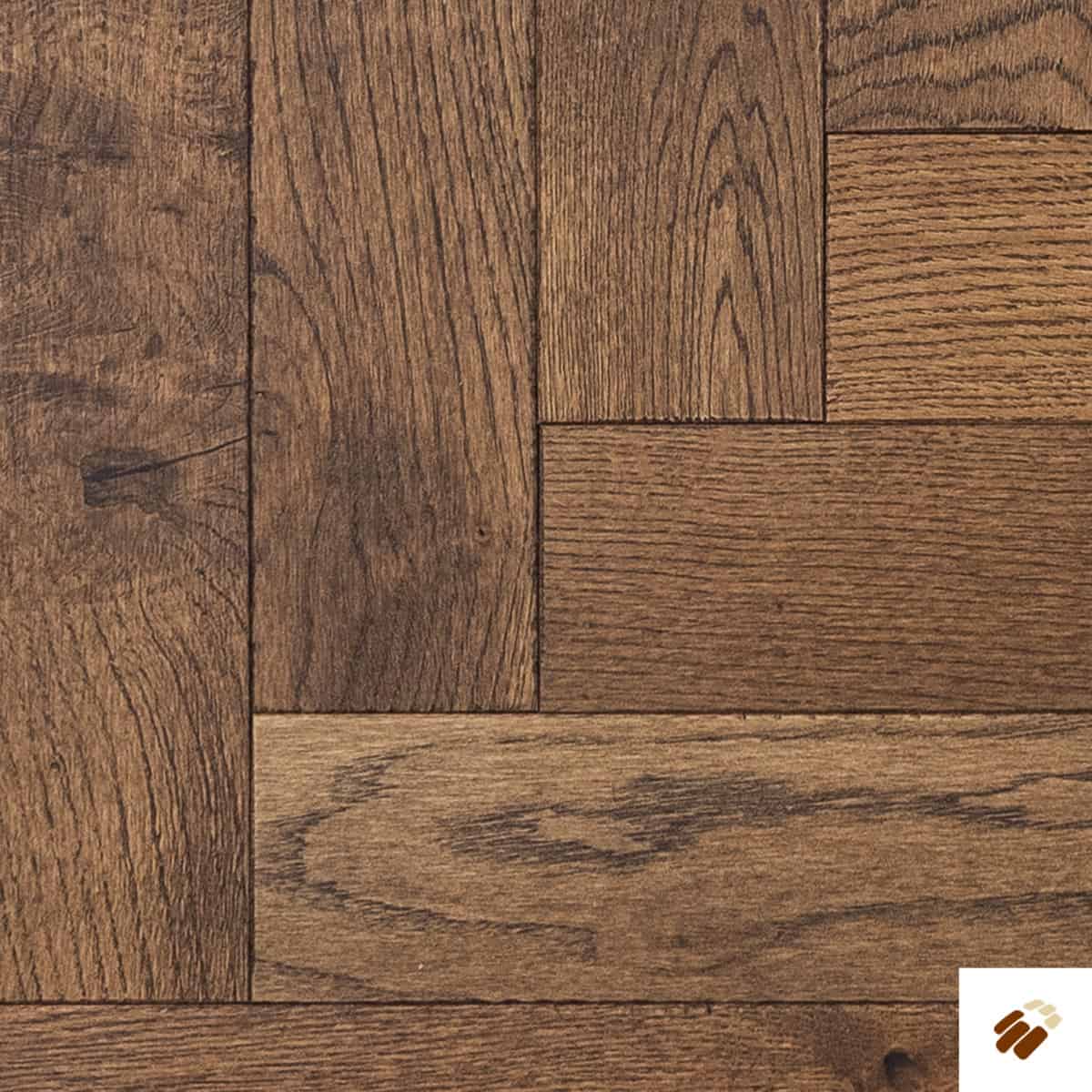 v4 wood flooring : deco parquet herringbone zb206 tannery brown distressed bevels & colour oiled rustic oak (14/3 x 90mm)
