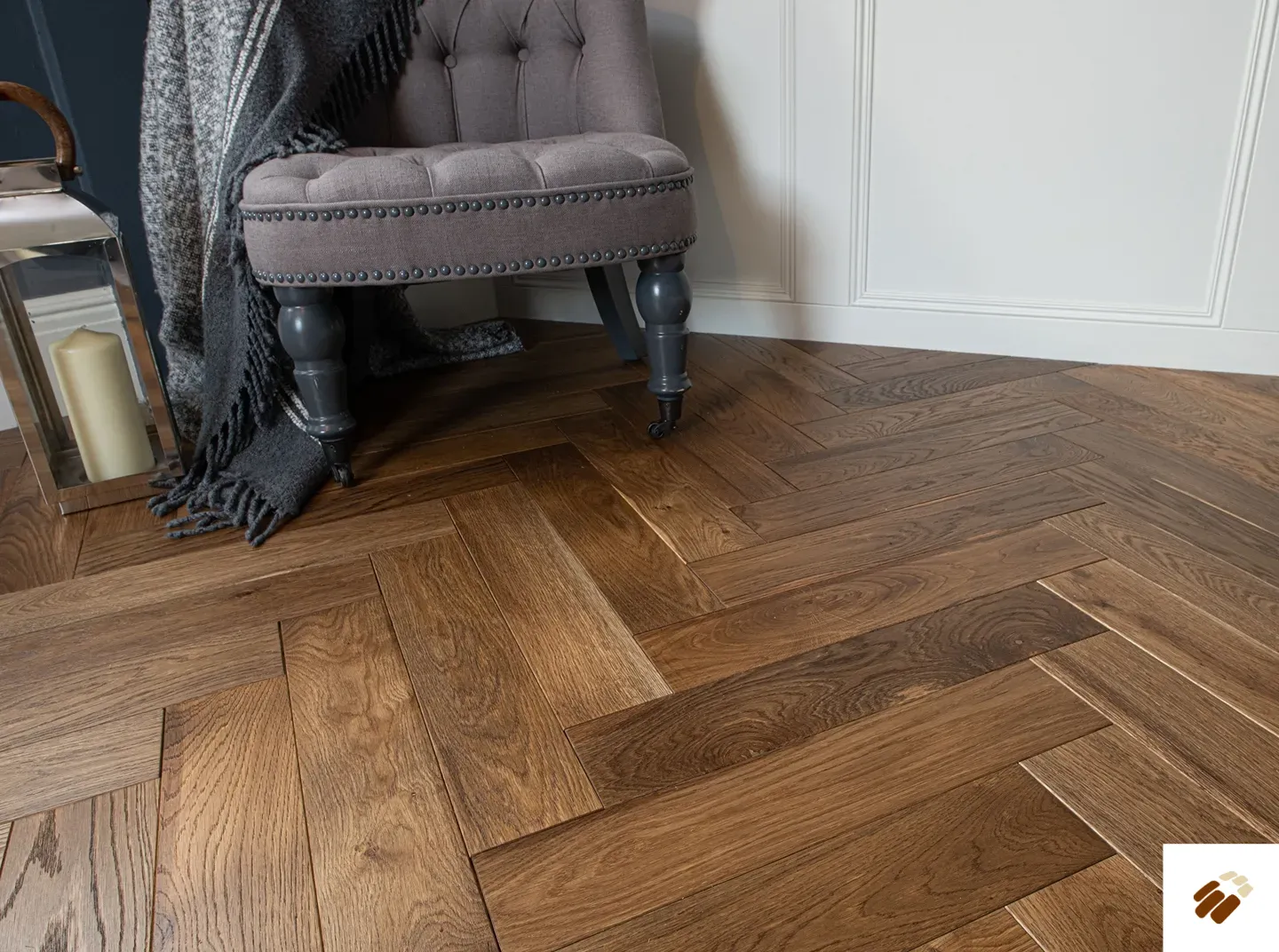 naturecraft: mayfair – 100 smoked brushed & lacquered herringbone (18 x 100mm)